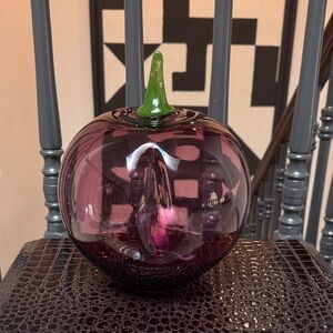 Giant Purple Glass Plum with Green Stem